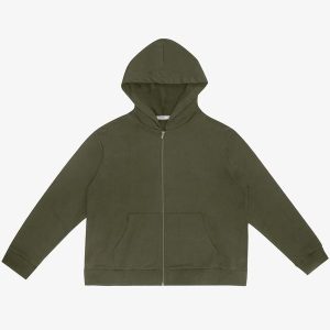 Jaqueta com Capuz em Moletom Verde