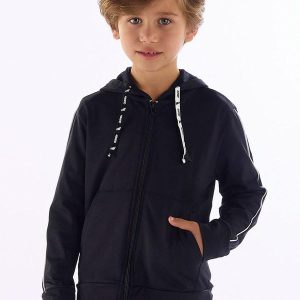 Jaqueta para Menino com Capuz e Zíper Preto
