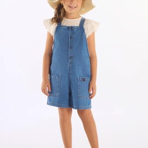 Jardineira Unissex Infantil em Jeans Azul