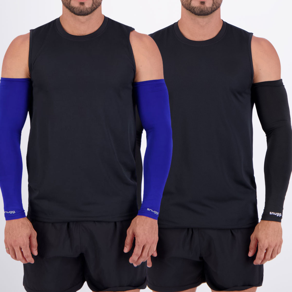 Kit 2 Manguitos Snugg UV50+ Longo Preto e Azul