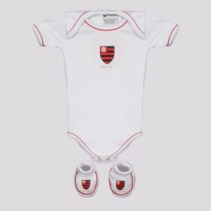 Kit Body Flamengo Basic Branco e Vermelho