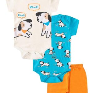 Kit Body Infantil Curto 3 Peças Azul