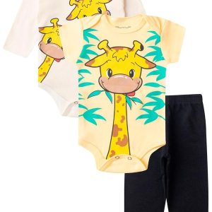 Kit Body Infantil Longo 3 Peças Kappes Amarelo