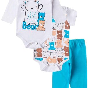 Kit Body Infantil Longo 3 Peças Kappes Azul
