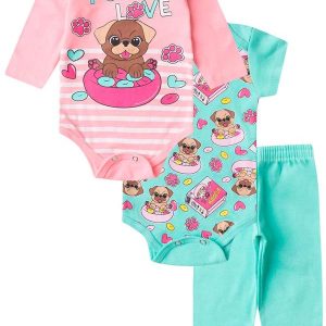 Kit Body Infantil Longo 3 Peças Kappes Rosa