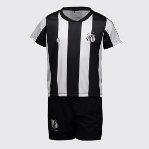 Kit Infantil Santos Baby com Bordado Branco e Preto