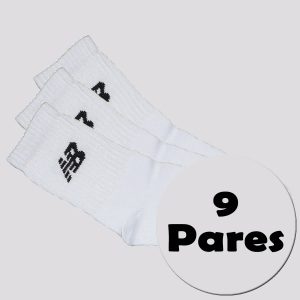 Kit Meia New Balance 9 Pares Cano Médio Branco