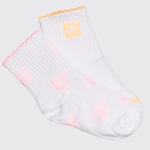 Kit Meia Puma Cano Longo 2 Pares Infantil Branca