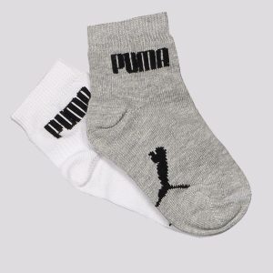 Kit Meia Puma Cano Médio 2 Pares Infantil Cinza e
