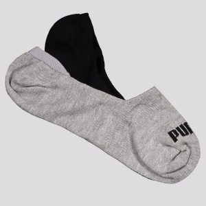 Kit Meia Puma Invisível 2 Pares Cinza e Preta