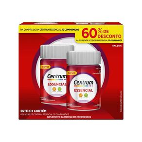 Kit Suplemento Alimentar Centrum Essencial Multivitamínico Energia e Imunidade 60 Comprimidos