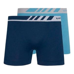 Kit com 2 Cuecas Boxer Lupo 671-002 Marinho-Azul-Claro