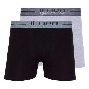 Kit com 2 Cuecas Boxer Lupo 784-016 Preto-Cinza