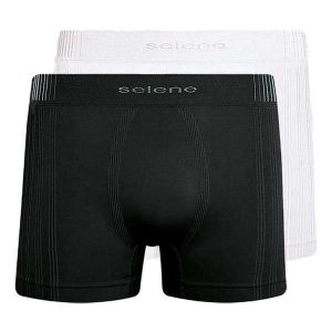 Kit com 2 Cuecas Boxer Selene 11070-002/003/440 Preto-Branco