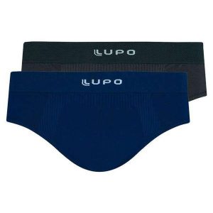 Kit com 2 Cuecas Slip Lupo 681-001 Grafite-Marinho