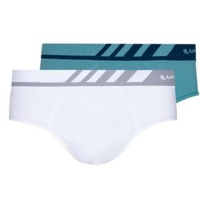 Kit com 2 Cuecas Slip Lupo 691-002 Branco-Azul