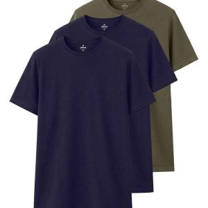 Kit com 3 Camisetas Masculina Hering 0201 Marinho-Verde
