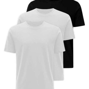 Kit com 3 Camisetas Masculina Hering 0227 Branco-Preto