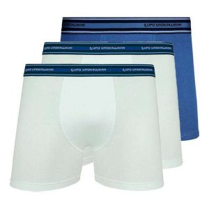 Kit com 3 Cuecas Boxer Lupo 523-003 Branco-Azul