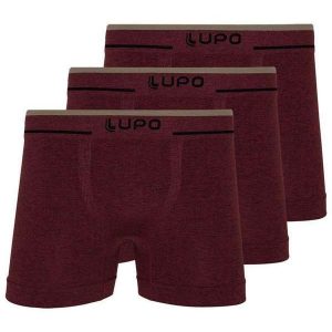 Kit com 3 Cuecas Boxer Lupo 733-004 Marsala