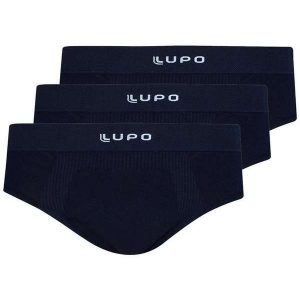 Kit com 3 Cuecas Slip Lupo 681-001 Preto