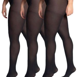 Kit com 3 Meias Calças Fio 40 Opaca Plus Size Loba 5837-001 Preto