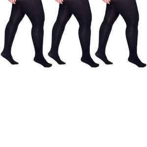 Kit com 3 Meias Calças Fio 80 Opaca Plus Size Loba 5852-001 Preto