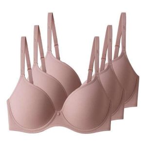 Kit com 3 Sutiãs com Aro e Bojo Liz 51381 Taça C Sepia-Blush