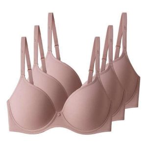 Kit com 3 Sutiãs com Aro e Bojo Liz 51381 Taça C Sepia-Preto