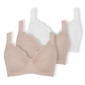 Kit com 3 Sutiãs com Aro e sem Bojo Dilady 123410 Chocolate-Branco