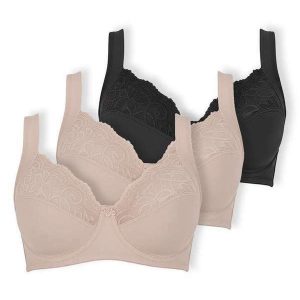 Kit com 3 Sutiãs com Aro e sem Bojo Dilady 123410 Chocolate-Preto