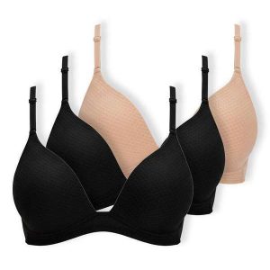 Kit com 3 Sutiãs sem Aro com Bojo Dilady 203101 Preto-Chocolate