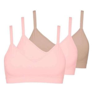 Kit com 3 Sutiãs sem Aro com Bojo Liz 51710 Taça B Blush-Sepia