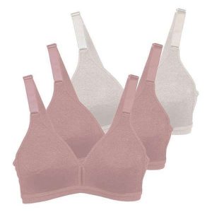 Kit com 3 Sutiãs sem Aro e sem Bojo Olimpo Demillus 61019 Bege-Rosado-Pérola