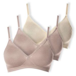 Kit com 3 Sutiãs sem Aro e sem Bojo Poás Demillus 61411 Bege-Rosado-Pérola
