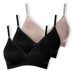 Kit com 3 Sutiãs sem Aro e sem Bojo Poás Demillus 61411 Preto-Bege-Rosado