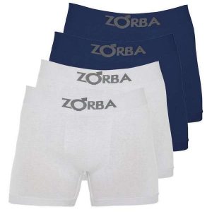 Kit com 4 Cuecas Boxer Zorba 781 Branco-Marinho