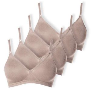 Kit com 4 Sutiãs sem Aro e sem Bojo Poás Demillus 61411 Bege-Rosado