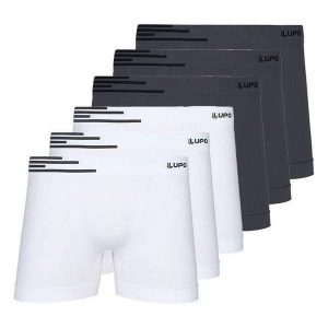 Kit com 6 Cuecas Boxer Lupo 436-002 Branco-Grafite