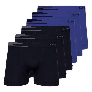 Kit com 6 Cuecas Boxer Lupo 436-002 Preto-Azul-Nautico