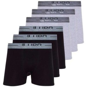 Kit com 6 Cuecas Boxer Lupo 784-016 Preto-Cinza