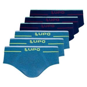 Kit com 6 Cuecas Slip Lupo 624-003 Azul-Marinho