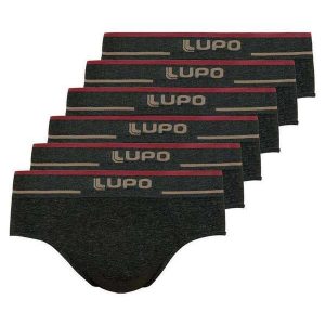 Kit com 6 Cuecas Slip Lupo 624-003 Preto-Mescla
