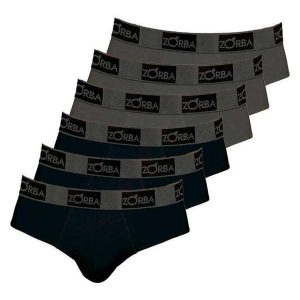 Kit com 6 Cuecas Slip Zorba 716 Preto-Chumbo