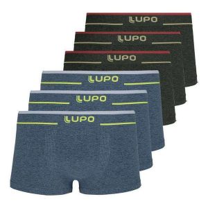 Kit com 6 Cuecas Sunga Lupo 526-001 Azul-Preto-Mescla