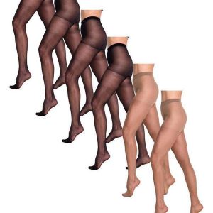 Kit com 6 Meias Calças Fio 15 Adherence Trifil 6394 Preto-Natural