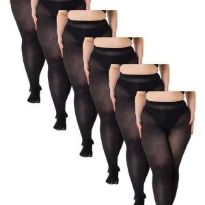 Kit com 6 Meias Calças Fio 80 Opaca Trifil 6100 Plus Size Preto