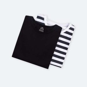 Kit de Camisetas Masculina com Gola Arredondada Preto