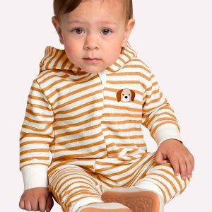Macacão Bebê Menino Listrado Amarelo