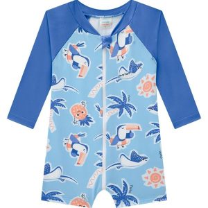 Macacão Bebê em Malha Proteção Uv Friends Azul